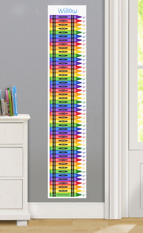 Kids Personalized Crayons Wall Decal Growth Chart Boys or