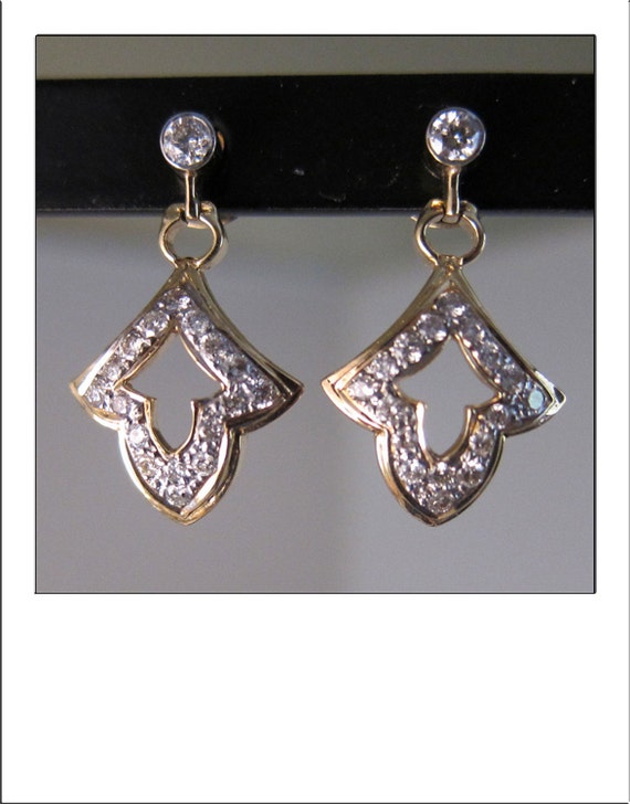 Estate 14k .60 Ct. Diamond Dangle Drop Earrings