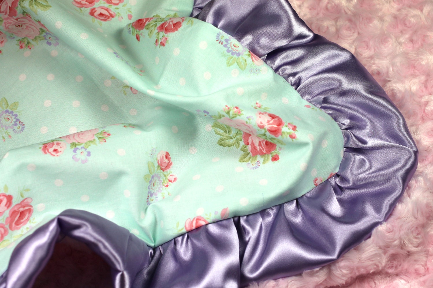 Baby Blanket Satin Ruffle Blanket Minky Baby by FlowerMeBoutique