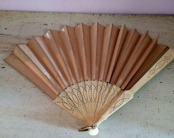 Silk Japanese Fan Celluloid Frame Vintage