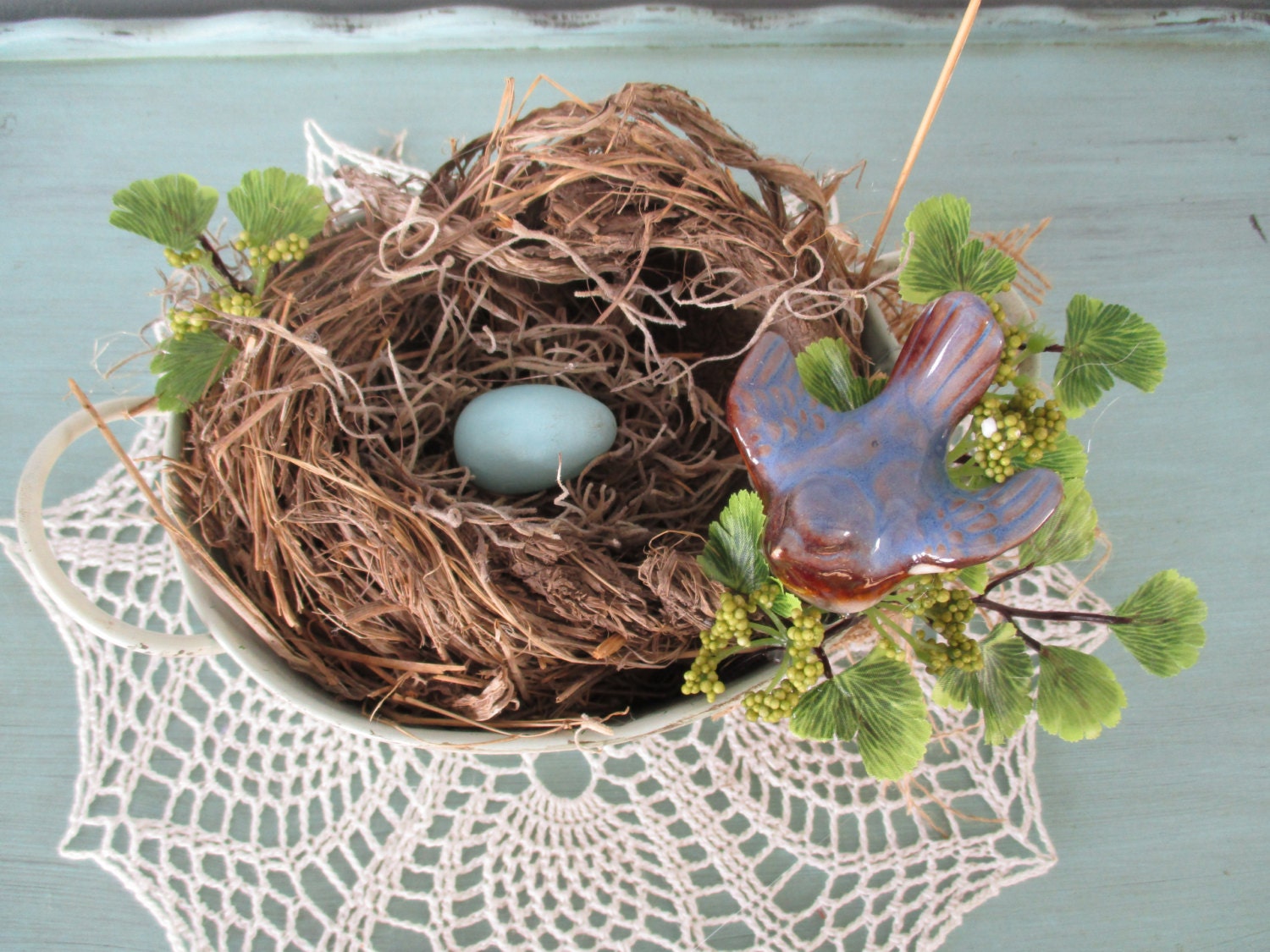 Bird Nest Arrangement 2 Options Repurposed by NesteggCreations
