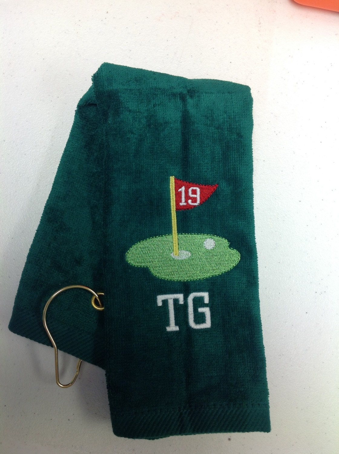 Green Monogrammed golf towels best selling by LindaKaysCreations