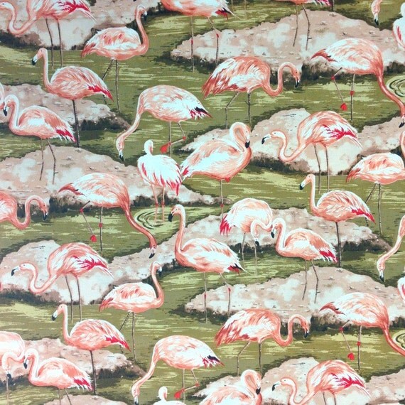 Tropical Pink Flamingo Fabric by the yard 100 cotton
