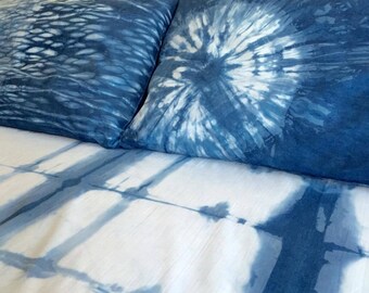 Shibori Block Bed Sheet/Throw-Double Free postage WORLDWIDE