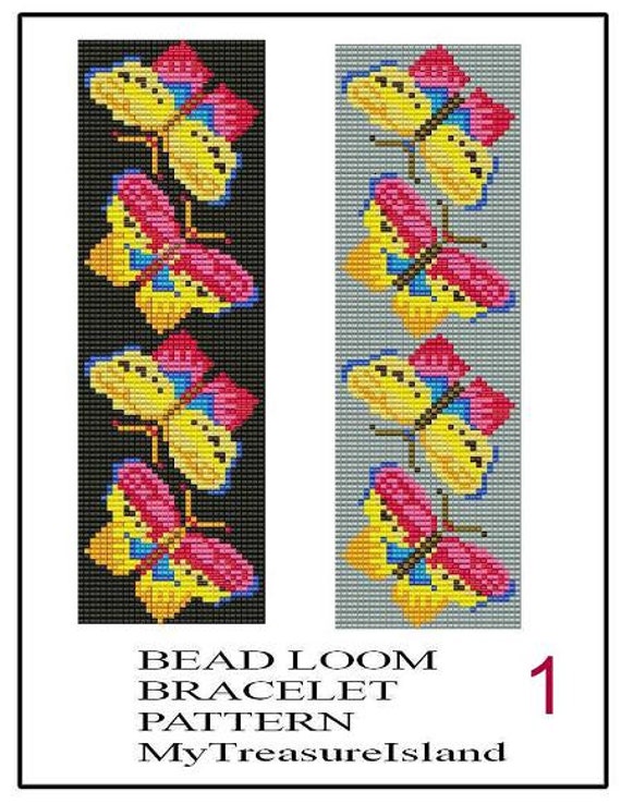 Items similar to Bead Loom Butterflies Motifs 1, 2, 3, 4, 5 Bracelet ...