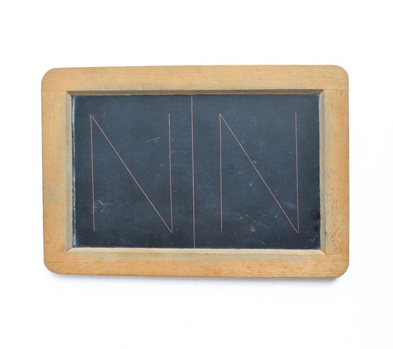 letter N small vintage chalkboard hand held by ElizabethRosenArt