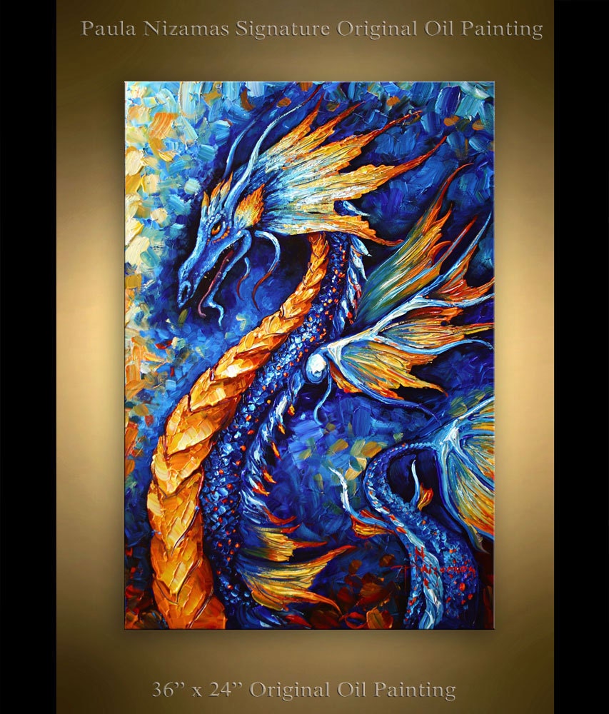 Dragon Painting Abstract Art 36 x 24 Animal