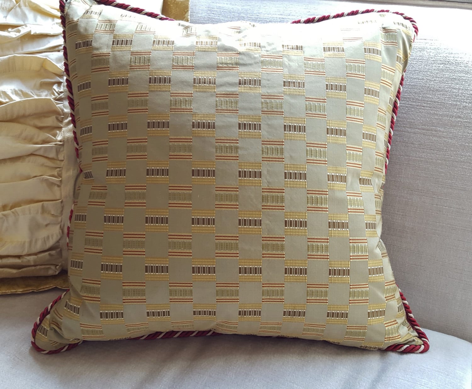 Decorative Olive Green Silk Pillow