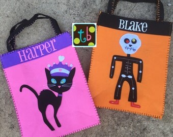 FLASH SALE!!! Personalized Monogram Halloween Bucket Halloween Tote Halloween Bag Candy Bag Trick or Treat Bag