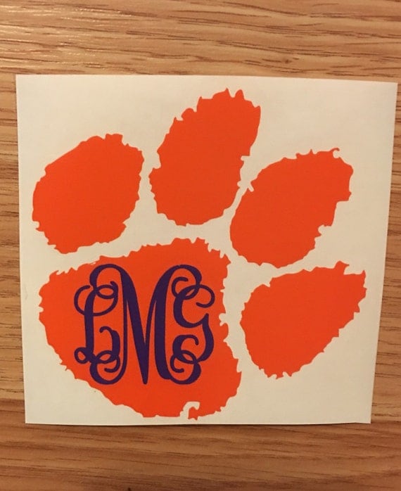 Clemson Paw With Monogram Free Shipping By Cuttincrazy On Etsy