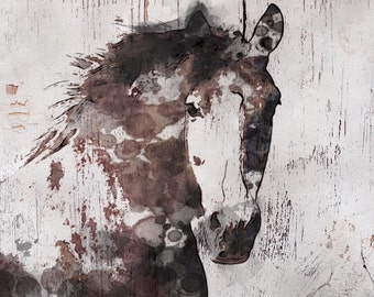 SALE Gorgeous Horse. Extra Large Horse, Horse Wall Decor, Brown Rustic Horse, Large Contemporary Canvas Art Print up to 81" by Irena Orlov
