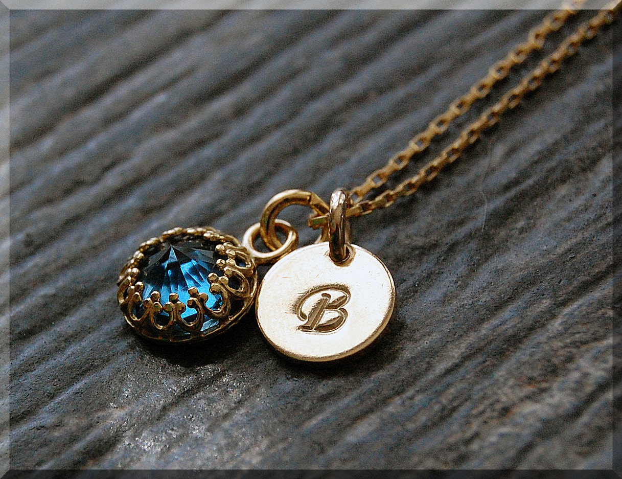 14k Gold Filled December Birthstone Necklace Blue Zircon