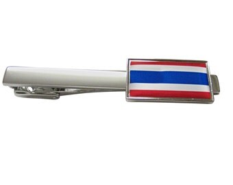 Thin Bordered Thailand Flag Square Tie Clip