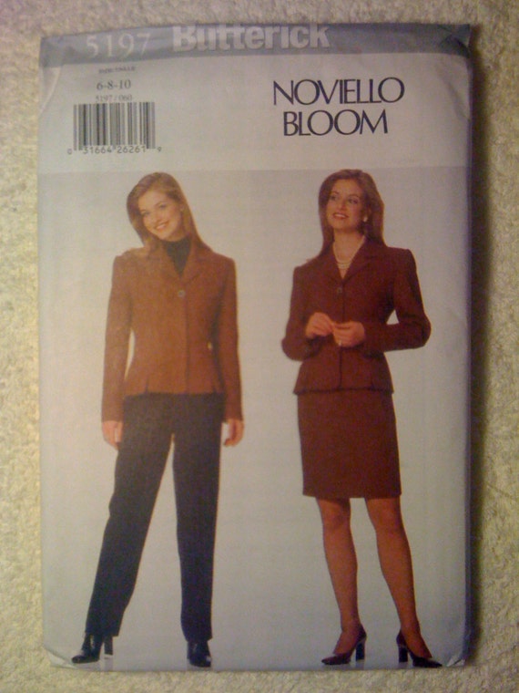Butterick 5197 Sewing Pattern 90s Uncut Misses and Misses Petite Jacket, Skirt and Pants by Noviello Bloom Size 6-8-10