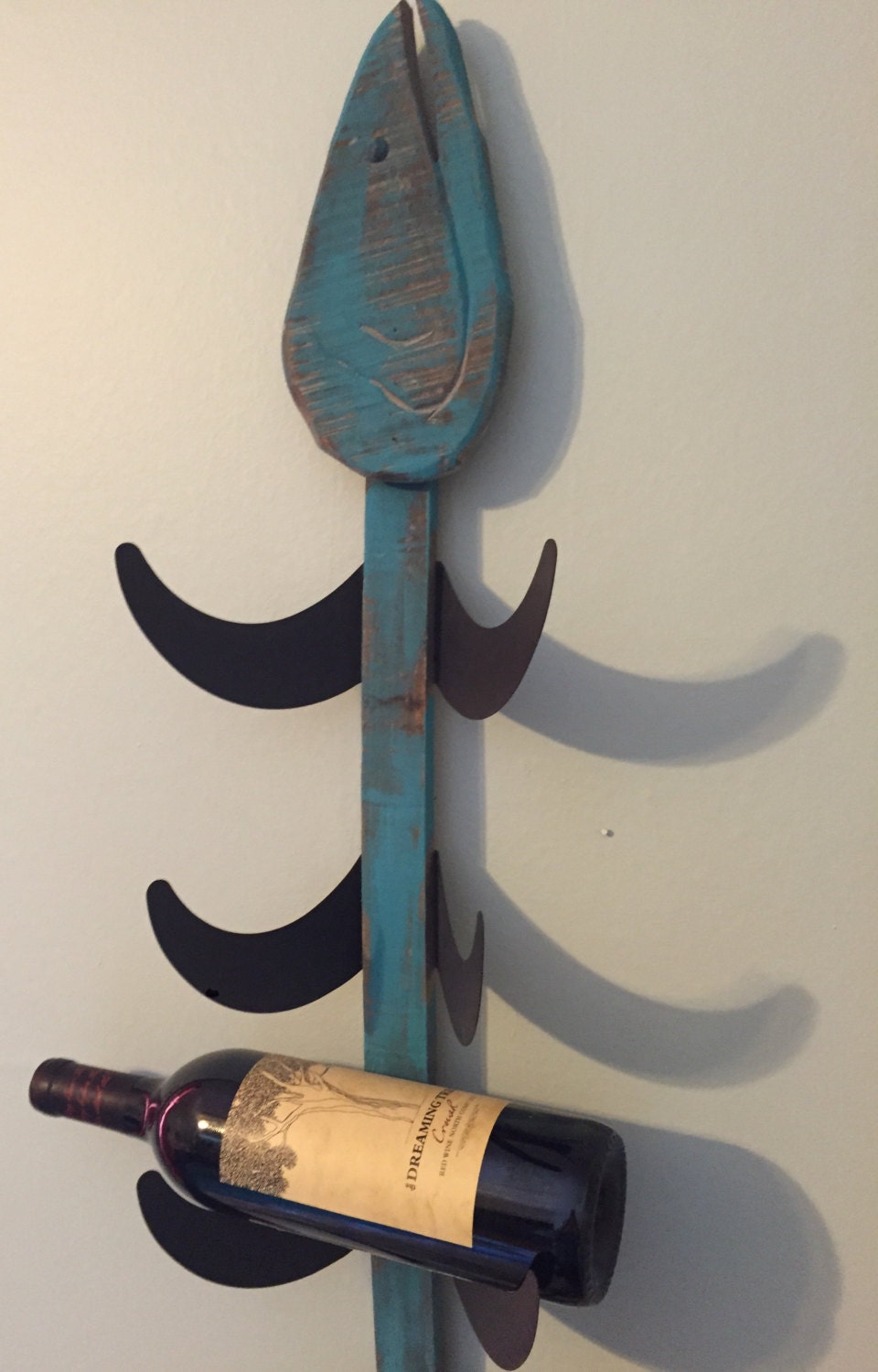 Wine Rack /Wall Mounted Wine Rack / Fish / Beach Decor / Wood