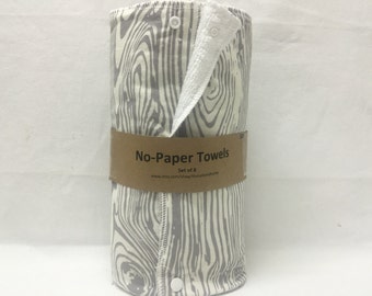 Unpaper towels, reusable paper towels, cloth paper towels, snapping paper towels - Wood Grain