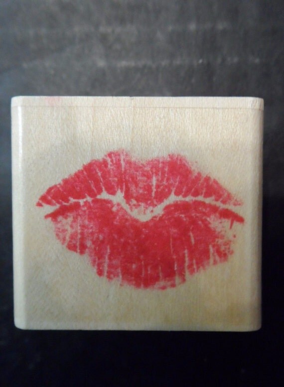 Mounted Rubber stamp kiss Lips Love Scrapbooking Paper