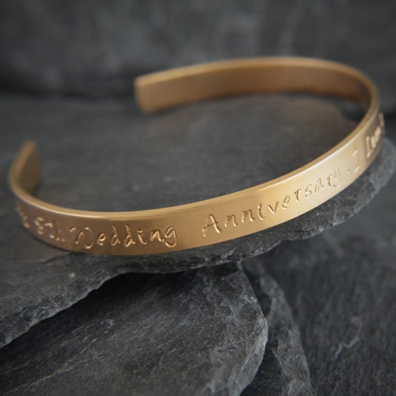 Pure bronze cuff bracelet 8th anniversary gift. Bronze gift.