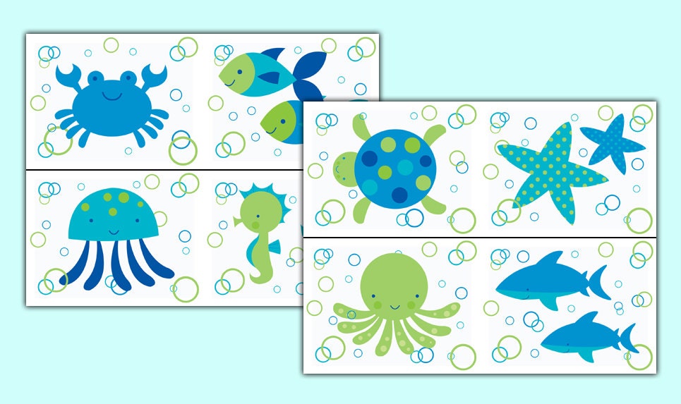 SEA LIFE DECALS Wallpaper Border Wall Art Ocean Animals
