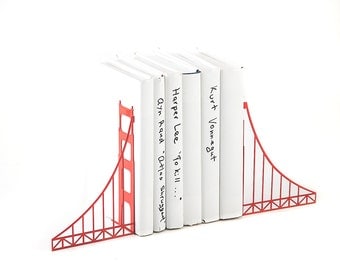 Metal Bookends // Golden Gate Bridge // Cool Home Decor Gift for A San Francisco Housewarming Party // Christmas gift // Free Shipping