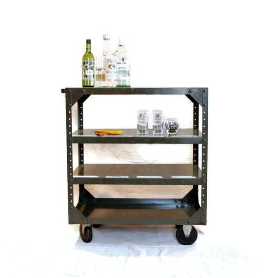 RESERVED for ANDREA Vintage Industrial Rolling Metal Cart