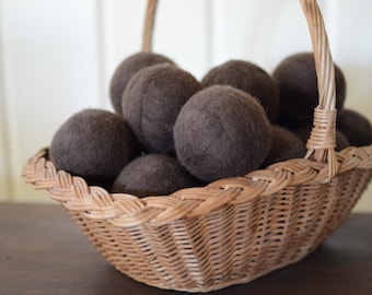 Brunette Brown Wool Dryer Balls Extra Large - Uncented or Scented w/ Essential Oils for Free (30+ Scent Choices) Individual or Sold in Sets