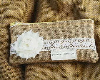 Items Similar To Handmade Fancy Burlap Pouch On Etsy