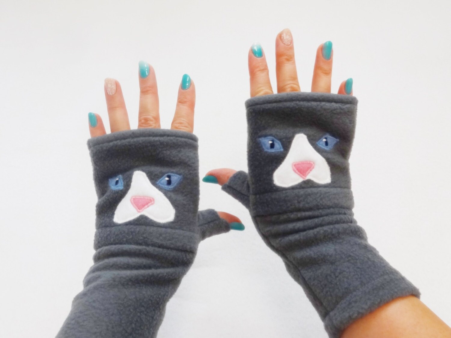 Cat Lover Gift. Custom Fingerless Gloves with Pockets