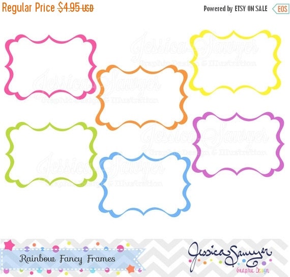 80% OFF - INSTANT DOWNLOAD, rainbow fancy labels, digital frames, for commercial use, personal use Il_570xn