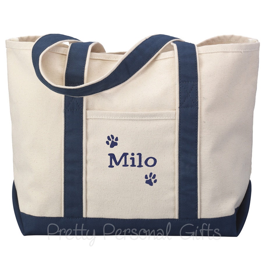 Personalized Dog Paw Print Tote Bag with name pet owner
