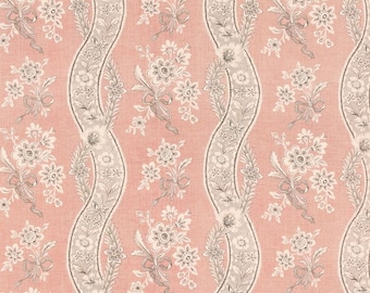SCHUMACHER FRENCH COUNTRY Chic Floral Bouquets Linen Fabric 10 Yards Blush Pink Gray