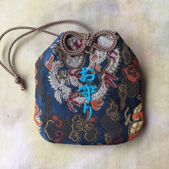 Handmade lucky charm Japan omamori bag Dragonbrocade