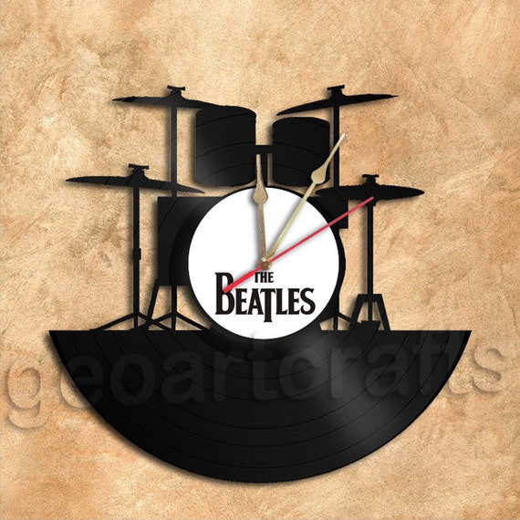 Wall Clock The Beatles Drums Vinyl Record Clock by geoartcrafts