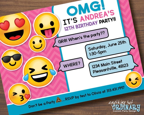 Printable Emoji Birthday Invitations 2