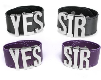 Harley Quinn Suicide Squad Cosplay YES SIR Cuff Bracelets Replica, Costume, Cosplay, Halloween, HarleyQuinn - BIG Letters - Silver