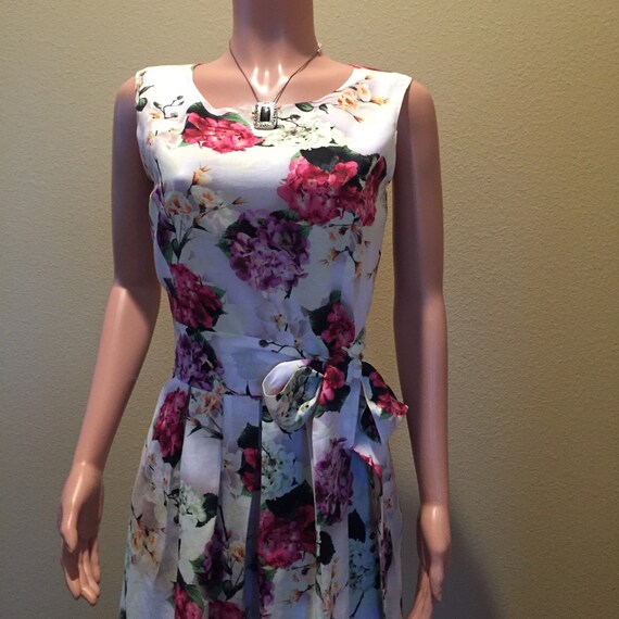 Multi-Colored Floral Print Career Dress