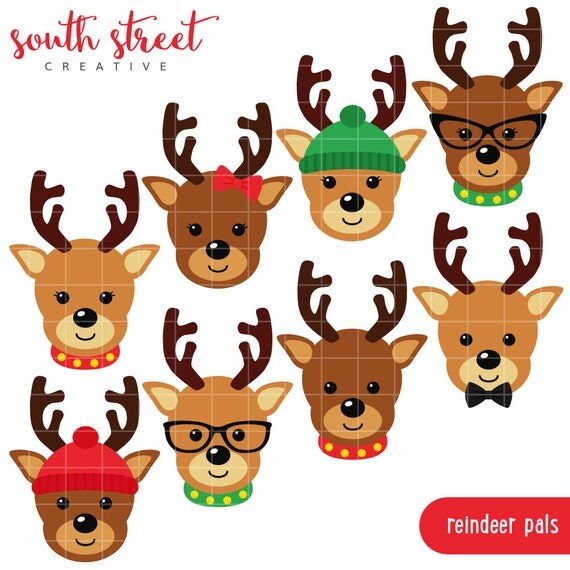 Reindeer, Nerd, Hispter, Cute Clipart, Personal & Small Commercial Use, Vector Clip Art, Instant Download, png, jpeg, eps Il_570xn