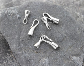 10 Set of Hook Clasps silver Plated Cord End leather clasp , inner fit for 3mm Bracelet glue in Clasps mdla194