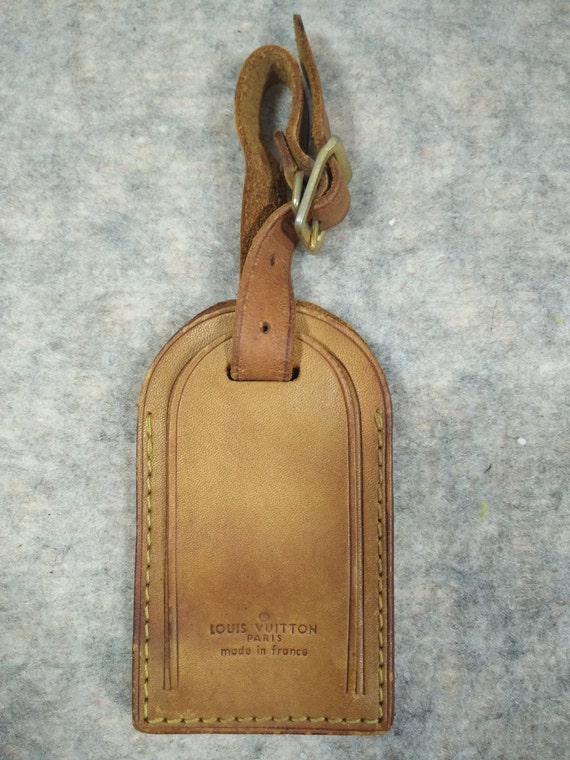 Authentic Louis Vuitton Vintage leather luggage ID tag name