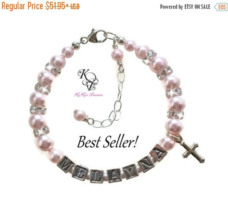 Personalized Christening Bracelet Baptism by KyKysTreasuresLLC