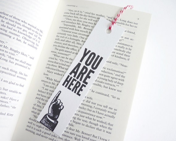 You Are Here Set of 2 Letterpress Bookmarks