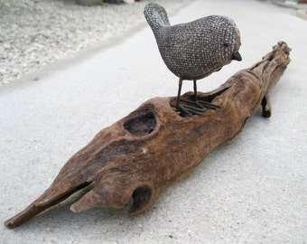 Natural Driftwood, Brown, Bird on branch, Decor, Wall Decoration, Display, Nautical, Beach, Cottage Chic