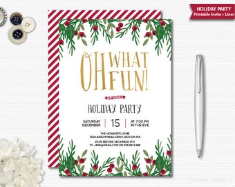 Gold Foil Holiday Party Invitation Christmas Invitation Holiday Invitation Printable Christmas Party Invite Gold Foil Invitation Digital