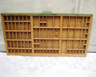 Large printers drawer, shelf for miniatures, letter press drawer, cubby hole shelves, display shelves, rustic primitive farmhouse decor