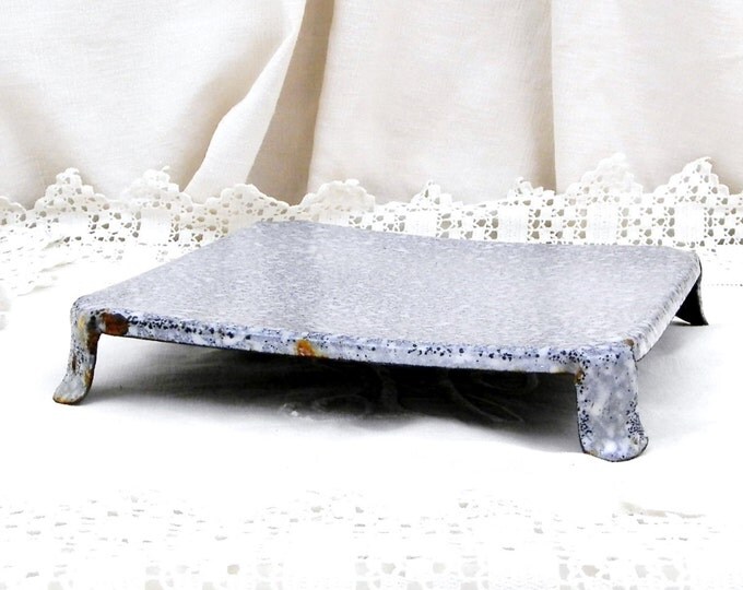 Antique French White Square Granite Enameled Metal Trivet, Heat Mat, Cottage Kitchenware, French Country Decor, Retro Brocante Kitchenailia Antique French White Square Granite Enameled Metal Trivet, Heat Mat, Cottage Kitchenware, French Country Decor, Retro Brocante Kitchenailia