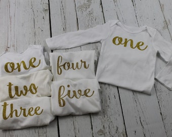 Baby Girls 1st Birthday long sleeves Shirt 2nd Birthday Shirt Girls Gold Glitter Bodysuit Shirt Baby Girls Second 2nd Birthday 3rd Birthday