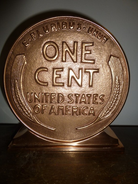 1909 Wheat Penny Bank Massive Copper Form for function or