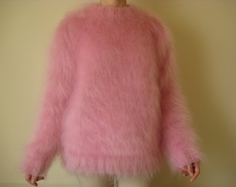 Made to Order hand knitted mohair pink sweater S,M L XL