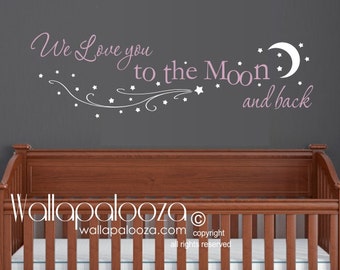Love You To The Moon And Back Wall Art star moon wall decal nursery wall art star and moon Love You To The Moon And Back Wall Art star moon wall decal nursery wall art star and moon