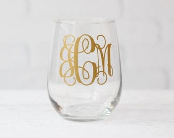 monogram wine glass // personalized wine glass // Wedding Gift // Anniversary Gift // Gift for Her // birthday gift // teacher gift